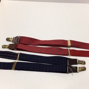 Pelican USA Cas West Germany Braces Suspenders Argyle Woven Nylon Leather Brass
